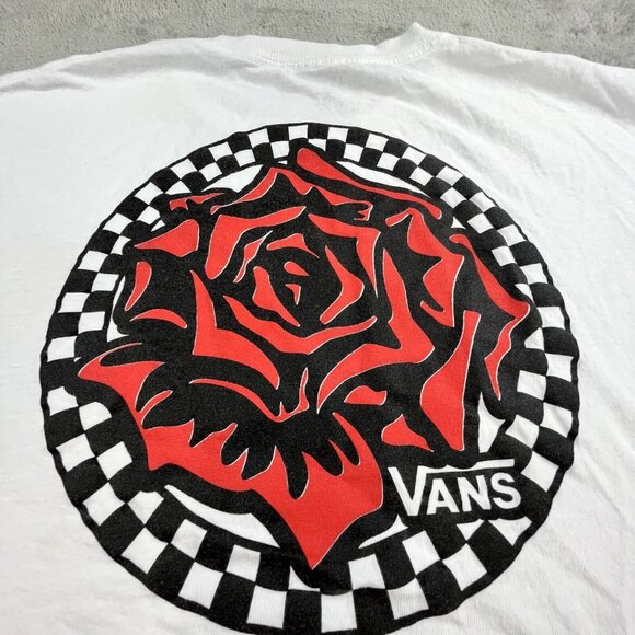 Vans Off The Wall Shirt Mens XL White Red Roses Hit Skateboard Punk Grunge Y2K - Picture 6 of 7